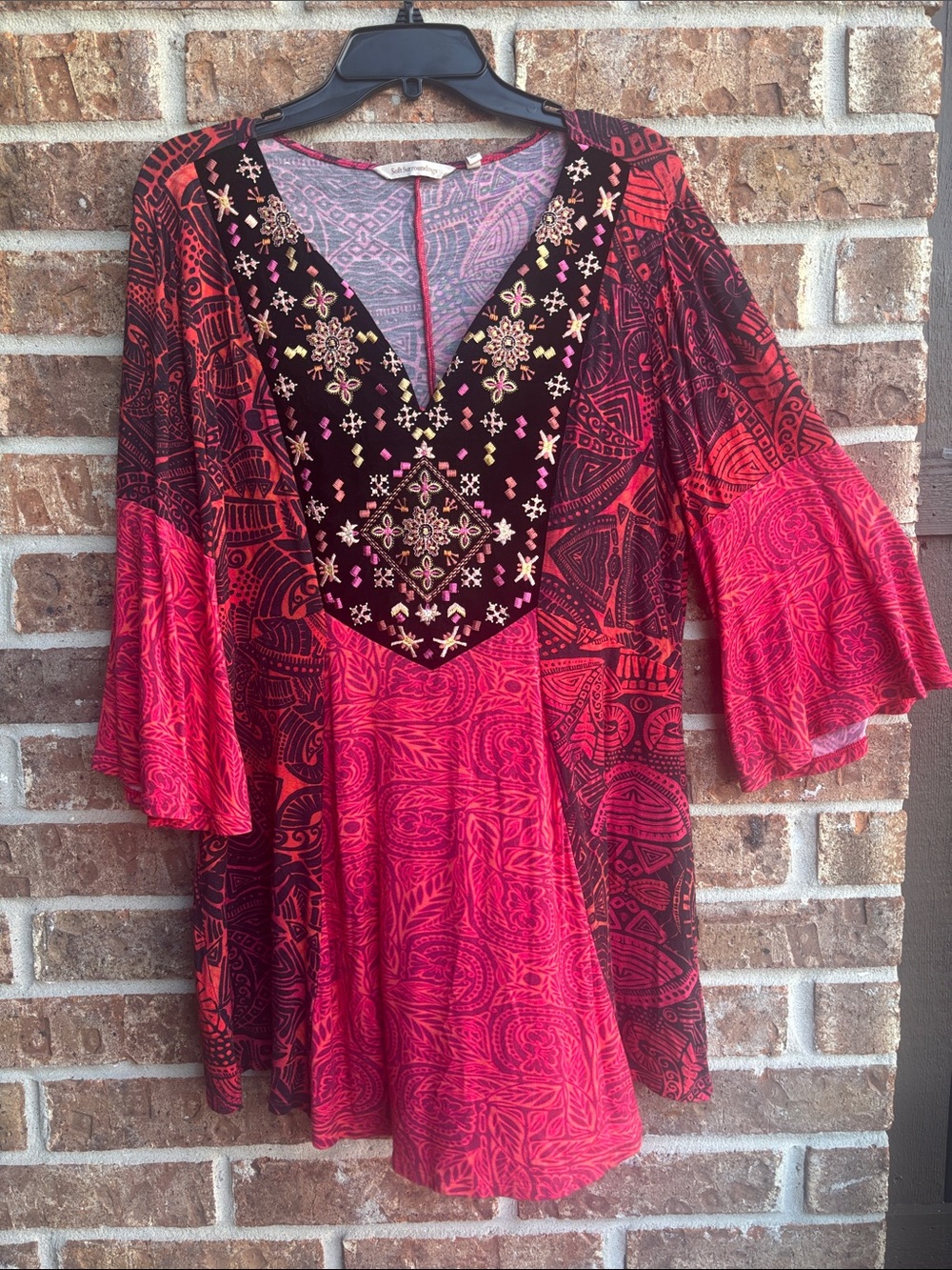 Soft surroundings Embroidered Boho Tunic Top